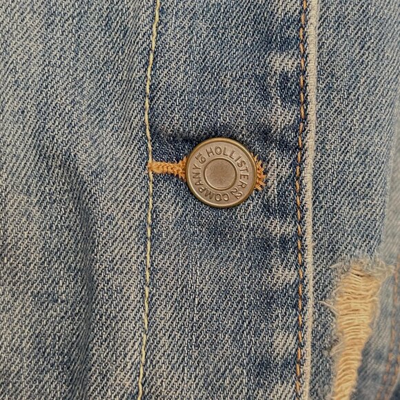 Hollister Cali Denim Jean Jacket Medium Tropical Palm Tree Flowers Embellished - Picture 7 of 9